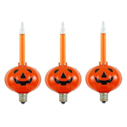 Novelty Lights Pumpkin Bubble Lights, Orange Liquid with Jack-O-Lantern Base, Halloween Bulbs with Flowing Liquid, 5 Watts Each, C7/E12 Base