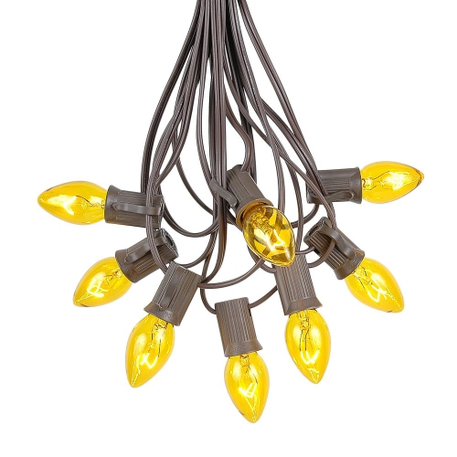 NOVELTY LIGHTS LLC  Novelty Lights C7 Christmas Lights, 25 Foot Outdoor String Lights In Yellow