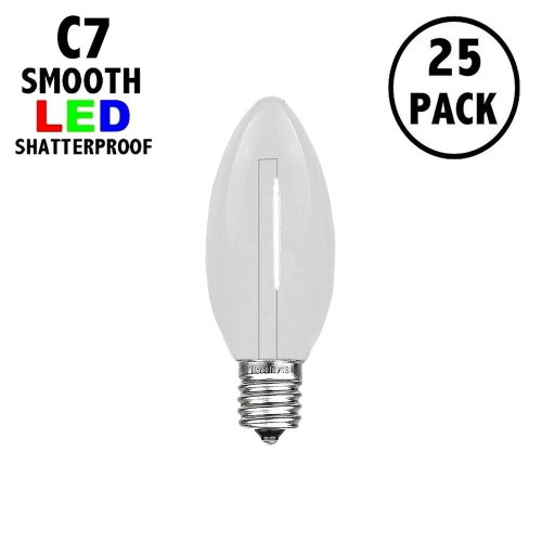 Paquet de 25 ampoules à filament LED C7, ampoules de Noël de rechange en plastique incassables, base E12 pour cordes intérieures/extérieures,