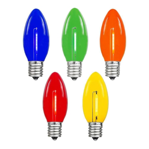 NOVELTY LIGHTS LLC  Novelty Lights 25 Pack C9 Led Filament Bulbs, Multicolor Christmas Lights