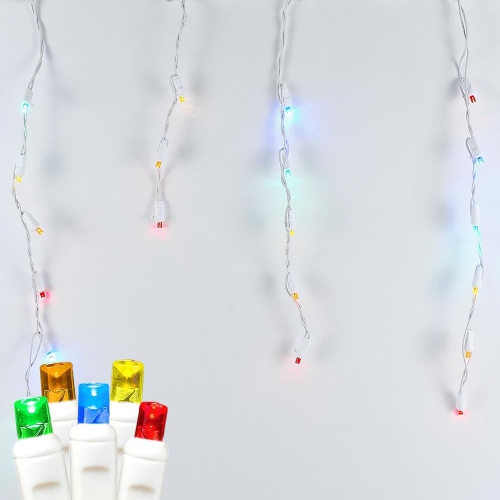 Glaçons lumineux à DEL de Noël de fantaisie, blanc chaud, grand angle de 5MM mm, fil blanc, 7,5 pi de long 70 lumière