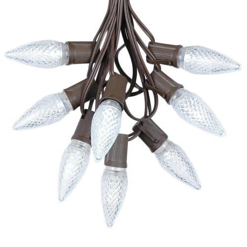 NOVELTY LIGHTS LLC  25 Foot C9 Led Outdoor Lighting Patio Christmas String Light Set Wire, 25 Bulbs In Brown