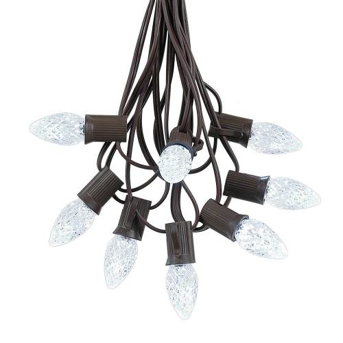 NOVELTY LIGHTS LLC  Novelty Lights 25 Foot C7 Led Outdoor Lighting Patio Christmas String Lights Wire, 25 Bulbs In Brown