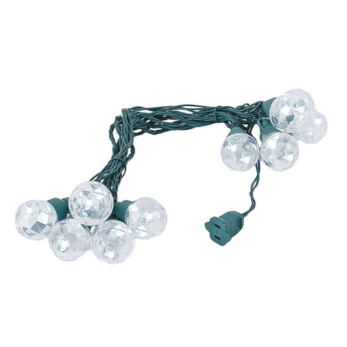 10 Foot LED G40 Sparkle Outdoor Patio String Lights with 10 Warm White Globe Bulbs – Market Bistro Café Hanging String Lights – C7/E12 Base - Green