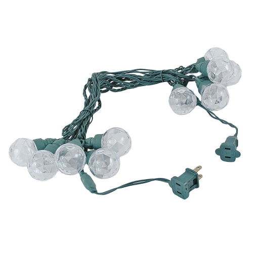 10 Foot LED G40 Sparkle Outdoor Patio String Lights with 10 Warm White Globe Bulbs – Market Bistro Café Hanging String Lights – C7/E12 Base - Green