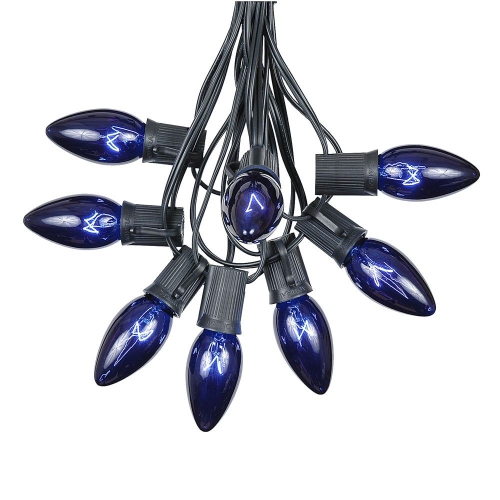 NOVELTY LIGHTS LLC  Novelty Lights 25 Foot C9 Twinkle Outdoor Patio Christmas String Light Set Wire, 25 Bulbs In Black
