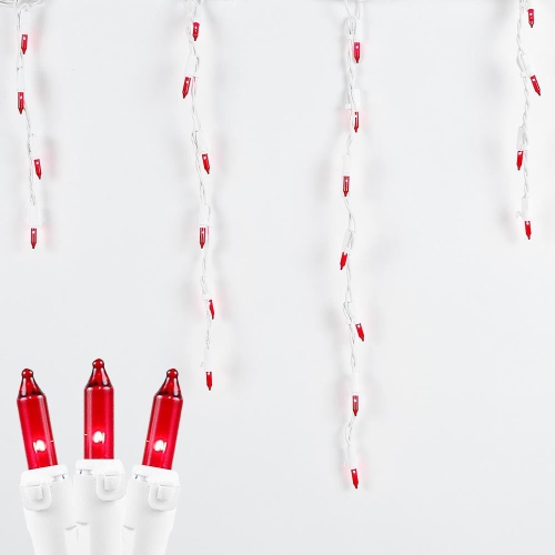 Novelty Lights 9 Foot Clear Outdoor Christmas Icicle Light Set, White Wire, Medium Drop, 100 Light