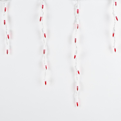 Novelty Lights 9 Foot Clear Outdoor Christmas Icicle Light Set, White Wire, Medium Drop, 100 Light