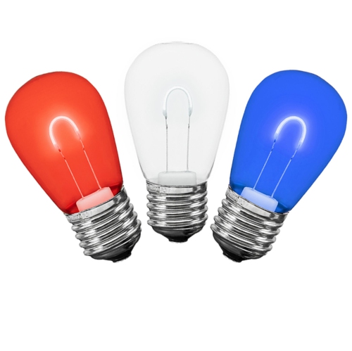 Novelty Lights 25 Pack S14 LED Plastic Flex Filament Outdoor Patio Globe Replacement Bulbs, Warm White, Dimmable, E26 Medium Base, 0.8 Watt