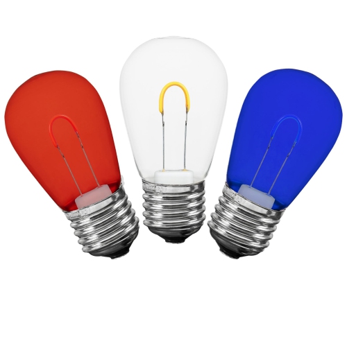 Novelty Lights 25 Pack S14 LED Plastic Flex Filament Outdoor Patio Globe Replacement Bulbs, Warm White, Dimmable, E26 Medium Base, 0.8 Watt