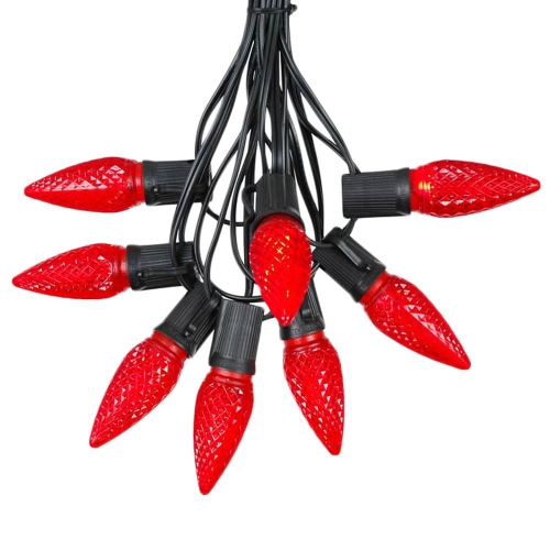 NOVELTY LIGHTS LLC  25 Foot C9 Led Outdoor Lighting Patio Christmas String Light Set Wire, 25 Bulbs In Black