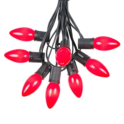 NOVELTY LIGHTS LLC  25 Foot C9 Ceramic Christmas String Light Set - Outdoor Christmas Light String - – Opaque Christmas Bulbs - Roofline Light