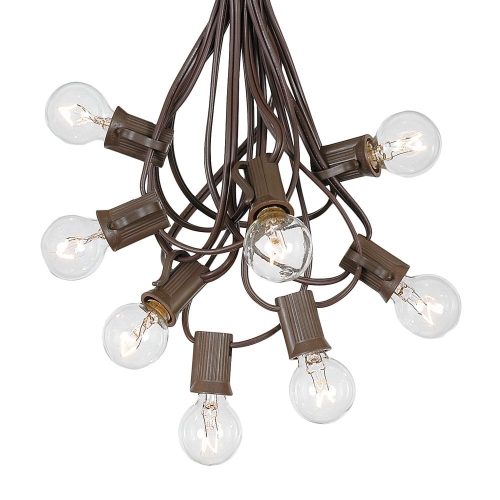 NOVELTY LIGHTS LLC  100 Foot G30 Outdoor Patio String Lights, 125 Clear Globe Bulbs, C7 Base