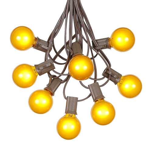 NOVELTY LIGHTS LLC  G40 Patio String Lights w 125 Clear Globe Bulbs – Outdoor String Lights – Market Bistro Café Hanging String Lights – Patio