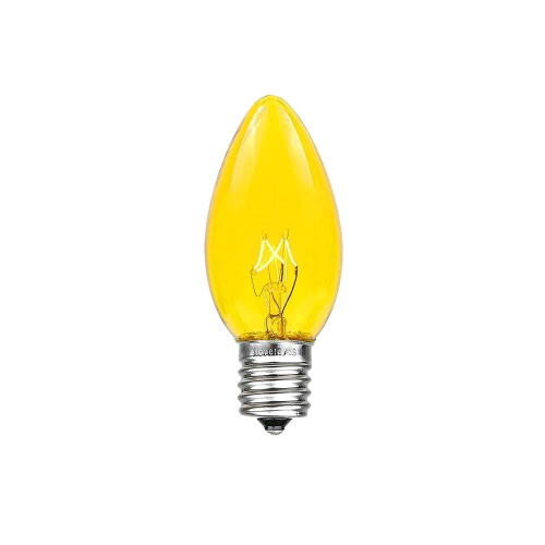 NOVELTY LIGHTS LLC  Novelty Lights Christmas Replacement Bulbs C7 Glass, E12, 25 Pack In Yellow