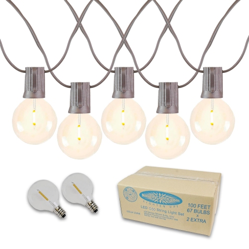 NOVELTY LIGHTS LLC  Novelty Lights G50 Led Patio String Light Sets, Warm White, Weather Resistant And Shatterproof Replaceable Plastic Globe Bulbs