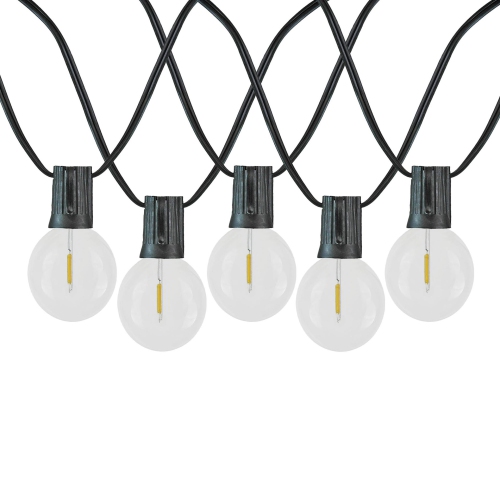 Novelty Lights G40 LED Patio String Light Sets, Warm White, Weather Resistant and Shatterproof Replaceable Plastic Globe Bulbs