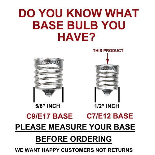 Novelty Lights 25 Pack C7 Outdoor Christmas Replacement Bulbs, C7/E12 Candelabra Base, 5 Watt