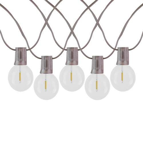 Novelty Lights G50 LED Patio String Light Sets, Warm White, Weather Resistant and Shatterproof Replaceable Plastic Globe Bulbs
