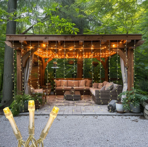 NOVELTY LIGHTS LLC  Novelty Lights Led Curtain Light Set, 300 Led Warm White, 8 Function, Non-Connectable, Clear Wire