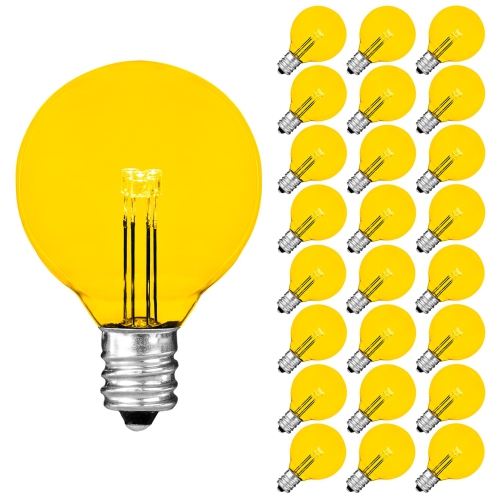 Novelty Lights 25 Pack G40 Glass LED Globe Bulbs, String Light Replacement Bulbs, E12 Candelabra Base, Energy Efficient Outdoor Patio Lighting