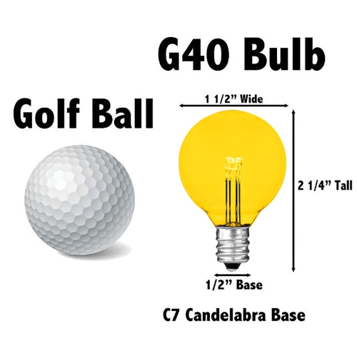 Novelty Lights 25 Pack G40 Glass LED Globe Bulbs, String Light Replacement Bulbs, E12 Candelabra Base, Energy Efficient Outdoor Patio Lighting