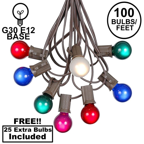 NOVELTY LIGHTS LLC  G30 Patio String Lights \w 125 Clear Globe Bulbs – Outdoor String Lights – Market Bistro Café Hanging String Lights – Patio