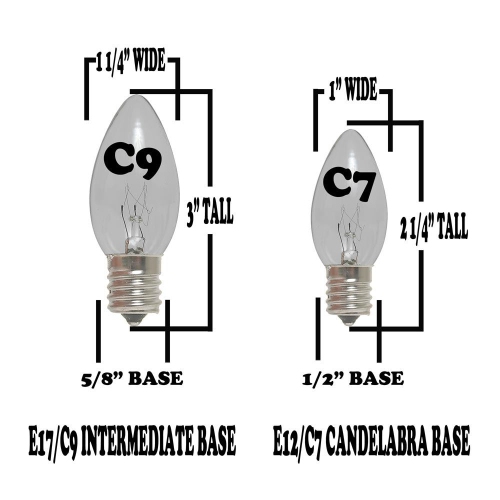 25 Foot C9 LED Outdoor Lighting Patio Christmas String Light Set, White Wire, 25 Bulbs