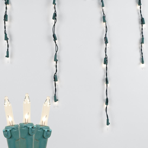 Glaçons lumineux de Noël d'extérieur, 9 pi, fil vert, chute moyenne, 100 lumières