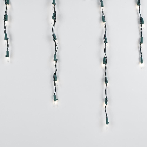Novelty Lights 9 Foot Clear Outdoor Christmas Icicle Light Set, Green Wire, Medium Drop, 100 Light
