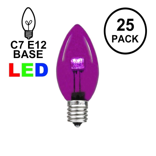 Novelty Lights 25 Pack C7 LED Outdoor Patio Party Christmas Replacement Bulbs, 3 LED's Per Bulb, Energy Efficient