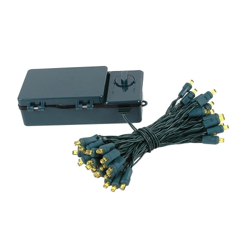 Novelty Lights Battery Operated LED Mini Lights 18 Feet, 50 Count Fairy Lights on Green Wire, On/Off & Timer Modes, Indoor/Outdoor Use, 3x D-Cell