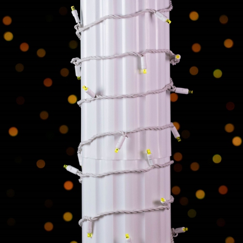 Guirlande de lumières de Noël 11 pi de fantaisie, 50 ampoules LED sur fil blanc, espacement de 2,5 po, éclairage intérieur de qualité