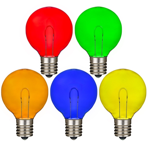 Novelty Lights 25 Pack G40 LED Light Bulbs, E12 C7 Candelabra Screw Base Shatterproof Outdoor String Lights Clear Globe Bulbs, Dimmable Edison Light