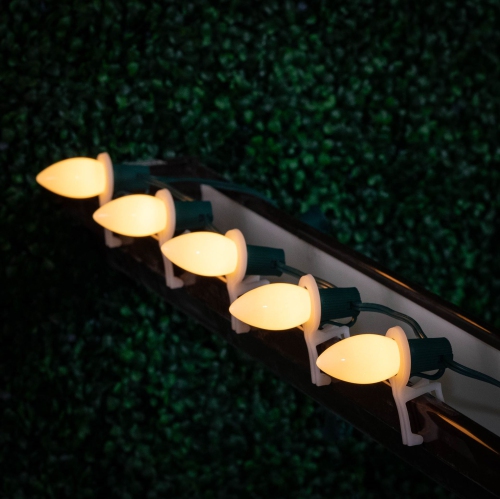 100 Foot C9 Ceramic Christmas String Light Set - Outdoor Christmas Light String - – Opaque Christmas Bulbs - Roofline Light String – Outdoor String