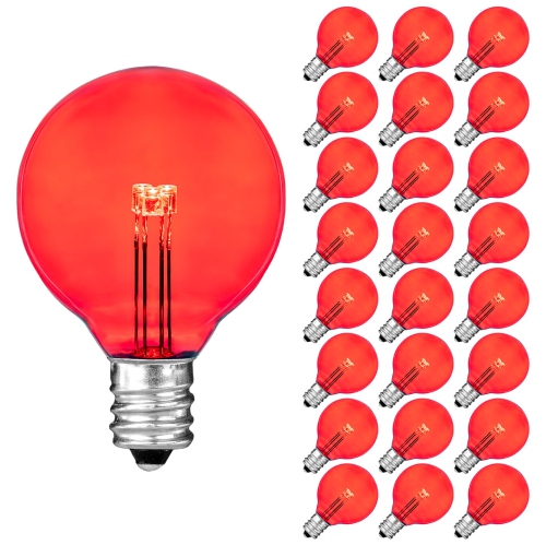 NOVELTY LIGHTS LLC  Novelty Lights 25 Pack G40 Glass Led Globe Bulbs, String Light Replacement Bulbs, E12 Candelabra Base, Energy Efficient Outdoor