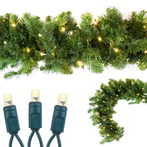 NOVELTY LIGHTS LLC  Novelty Lights 9 Foot Christmas Garland, Colorado Pine, Warm White In Green