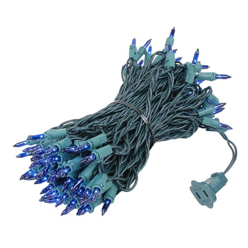NOVELTY LIGHTS LLC  Novelty Lights 50 Feet 100 Bulbs Blue Incandescent Mini Lights Wire In Green