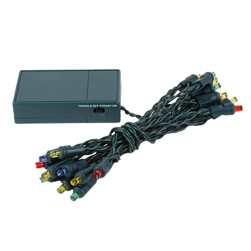 Novelty Lights Battery Operated LED Mini Lights 8 Feet, 20 Count Fairy Lights on Green Wire, On/Off & Flashing Modes, Indoor/Outdoor Use, 3x AA