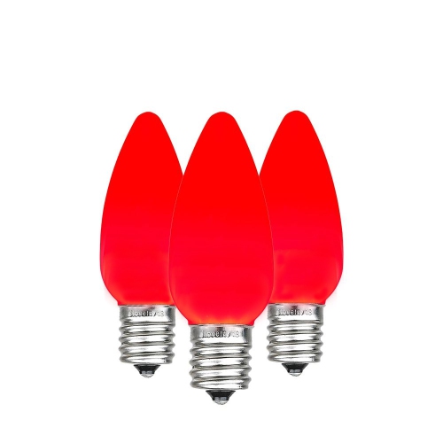 Novelty Lights 25 Pack C9 Ceramic Style LED Christmas Lights, Opaque Replacement Bulbs with E17 Base, Shatterproof Plastic, 3 Ultra-Bright SMDs Per