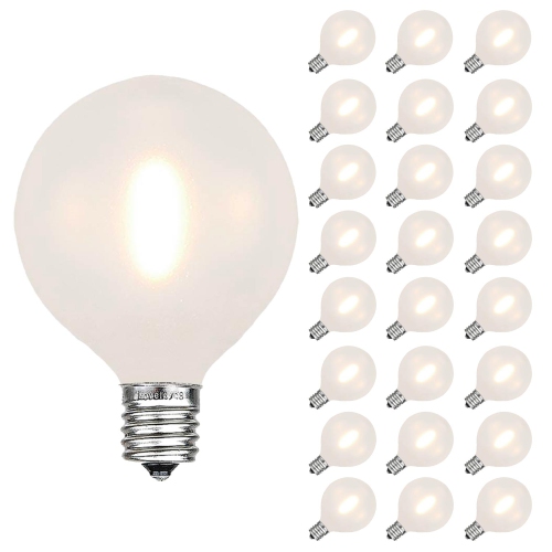 Feux de fantaisie – Paquet de 25 ampoules à filament de plastique à DEL de  rechange pour globe extérieur, G40 W, blanc chaud, base de E12 V/C7 W, 0,6  W.