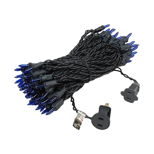 Novelty Lights 50 Feet 100 Bulbs Traditional Incandescent Mini Lights, Black Wire with 6" Spacing, Commercial Grade and UL Listed for Indoor/Outdoor