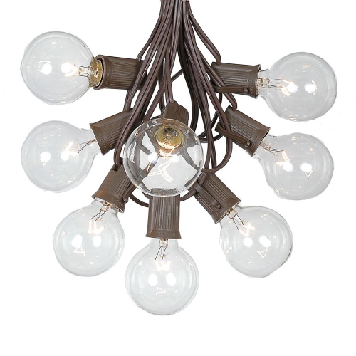 G50 Patio String Lights with 125 Clear Globe Bulbs – Outdoor String Lights – Market Bistro Café Hanging String Lights – Patio Garden Umbrella Globe