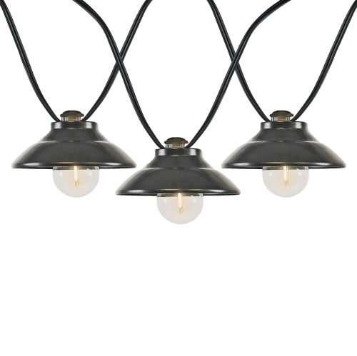 NOVELTY LIGHTS LLC  Novelty Lights 11 Feet 10 Light Decorative Led G40 Outdoor Shaded String Lights With Metal Shades for Patio, Yard, Or Gazebo