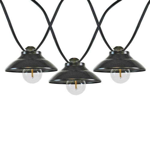 Lumières de fantaisie décoratives LED G40 à 10 lumières de 11 pi avec abat-jour en métal pour patio, jardin ou abri de jardin