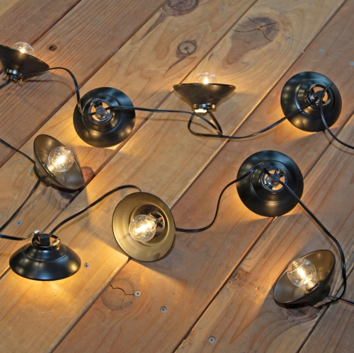 Lumières de fantaisie décoratives LED G40 à 10 lumières de 11 pi avec abat-jour en métal pour patio, jardin ou abri de jardin
