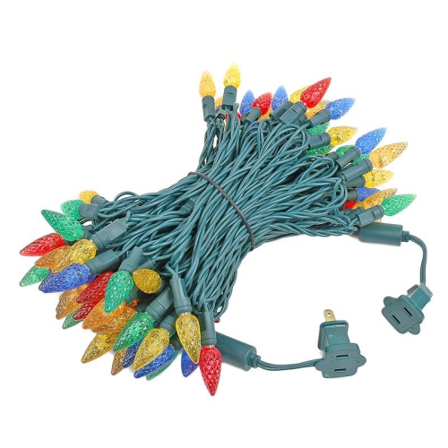 Lumières de fantaisie jeu de 100 lumières de Noël C6 DEL miniatures, jeu de lumières extérieures de qualité commerciale, fil vert, 50 pi