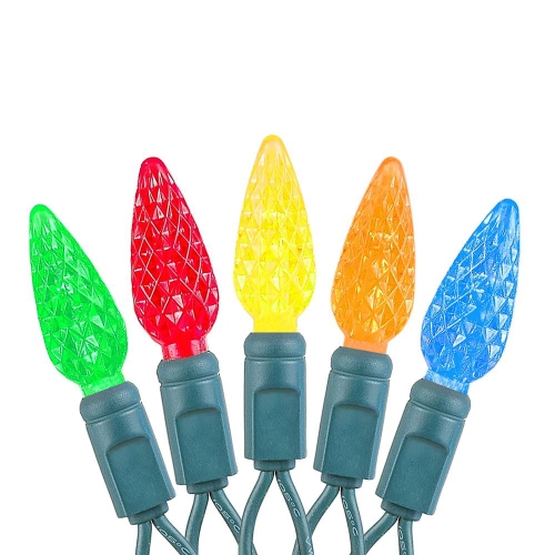 Lumières de fantaisie jeu de 100 lumières de Noël C6 DEL miniatures, jeu de lumières extérieures de qualité commerciale, fil vert, 50 pi