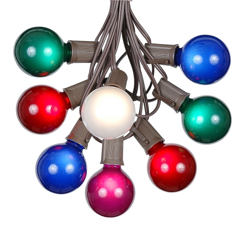 NOVELTY LIGHTS LLC  G50 Patio String Lights w 125 Clear Globe Bulbs – Outdoor String Lights – Market Bistro Café Hanging String Lights – Patio