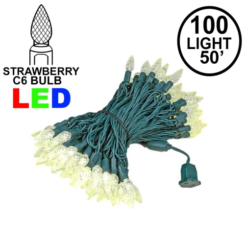 Novelty Lights 100 Light C6 LED Christmas Mini Light Set, Commercial Grade Outdoor String Lights, Green Wire, 50 Feet